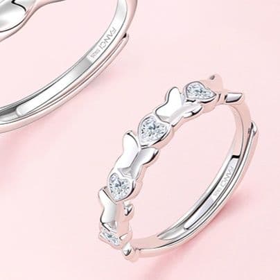 ペア アクセサリー リング 蝶舞ハートリング