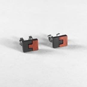 ペア アクセサリー ピアス 木目の切り欠き