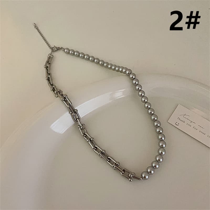 ペア アクセサリー 錆びにくい異素材ミックスネックレス